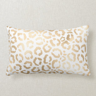 Coussin Rectangle Elegant Gold White Leopard Cheetah Animal Print
