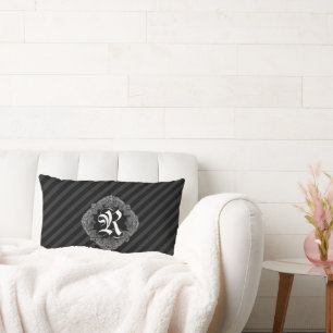 Coussin Rectangle Élégant Goth initial R