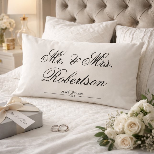Coussin Rectangle Élégant M Mère Nom est. script de mariage classe  (Créateur téléchargé)