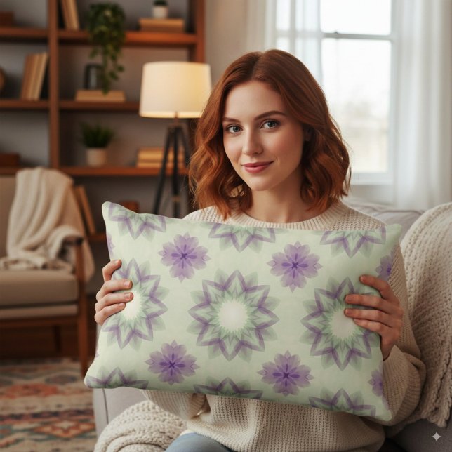 Coussin Rectangle Élégant modèle floral géométrique Lavande (Créateur téléchargé)