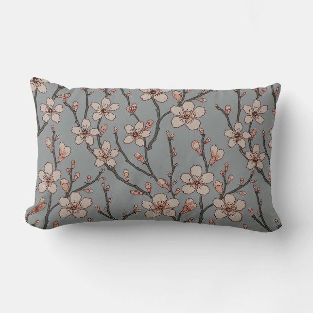 Coussin Rectangle Élégant Motif Fleur rose Douce Fleur Fleur de Ceri (Recto)