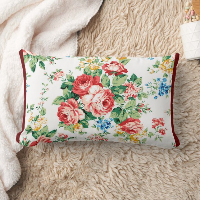 Coussin Rectangle Elégant motif floral avec élément de design Rose (Couverture)