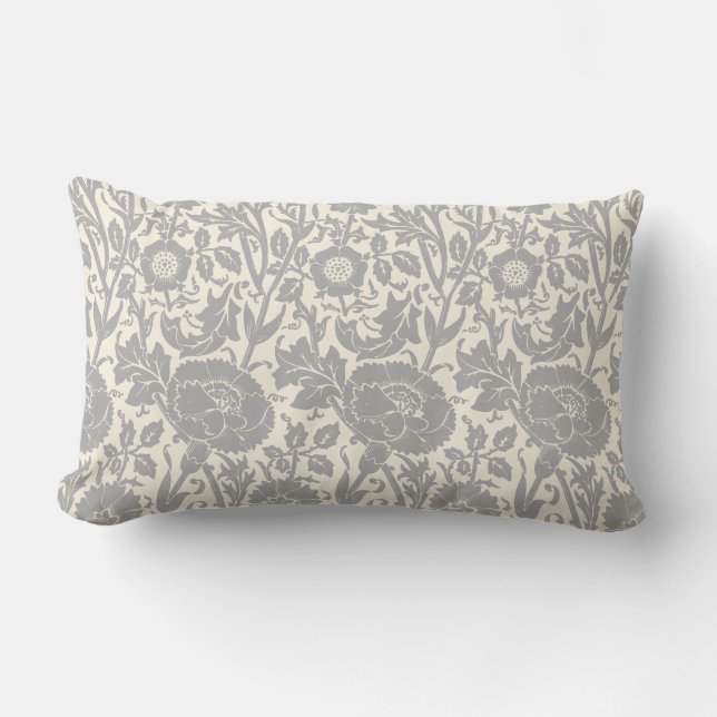 Coussin Rectangle Élégant motif floral blanc gris clair (Recto)