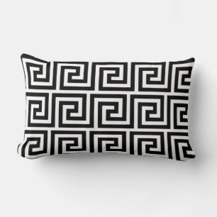 Coussin Rectangle Élégant Motif grec noir et blanc