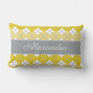 Coussin Rectangle Élégant Motif Moderne Jaune Et Gris
