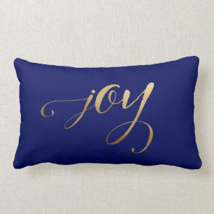 Coussin Rectangle Elégant Noël Gold Holiday Joy Navy Blue