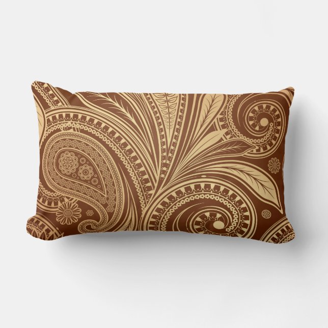 Coussin Rectangle Élégant Paisley Rouge Or Vintage (Recto)