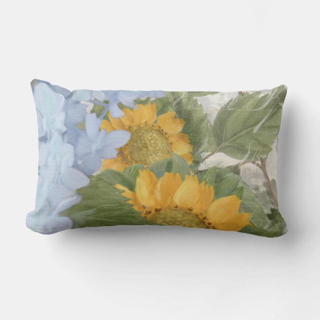Coussin Rectangle Élégant tournesol floral peint Hydrangea bleue (Recto)