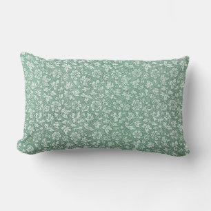 Coussin Rectangle Élégant Vintage Sage Vert Floral