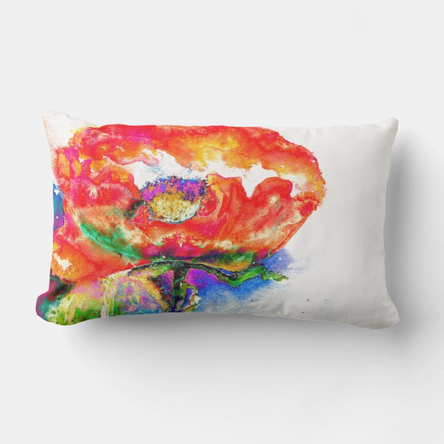 Coussin Rectangle Elégante aquarelle rouge florale (Recto)