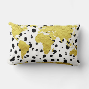 Coussin Rectangle Elégante carte du monde de Faux Gold Dalmatie Impr