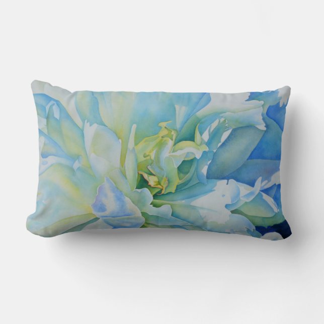 Coussin Rectangle Elégante couleur bleue turquoise florale (Recto)