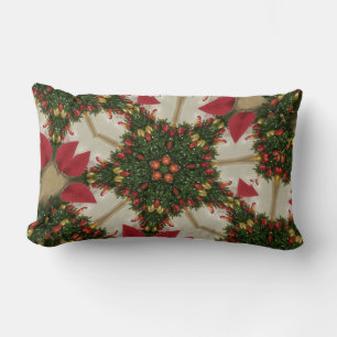 Coussin Rectangle Élégante couronne de Noël Rouge Vert Kaleidoscopiq