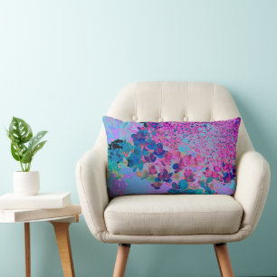 Coussin Rectangle Élégante Hydrangea Limelight Bleu foncé et Magenta