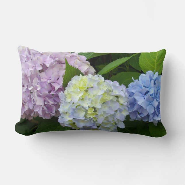 Coussin Rectangle Élégante Hydrangée violet bleu rose floral (Recto)