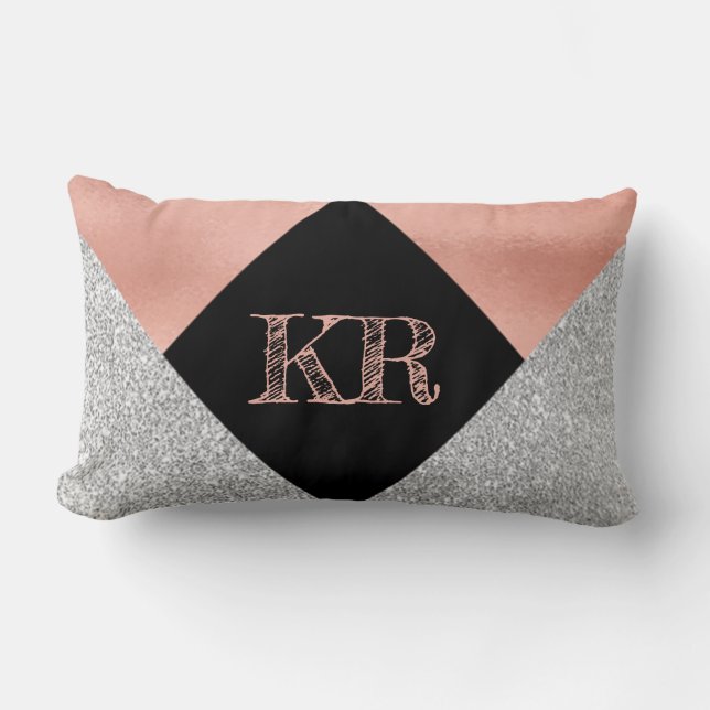 Coussin Rectangle Élégante Parties scintillant d'argent rose chaud n (Recto)