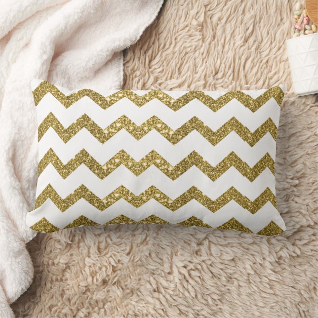 Coussin Rectangle Elégante Parties scintillant Or & Bandes Blanches  (Couverture)