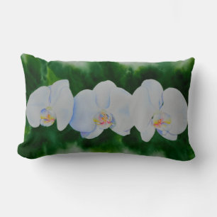 Coussin Rectangle Elégante peinture d'orchidée tropicale blanche