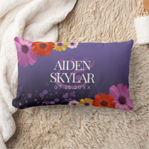 Coussin Rectangle Élégantes marguerites avec Parties scintillant vio