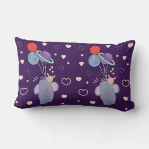 Coussin Rectangle Élément et Lapin Montgolfière spatiale Fantaisis