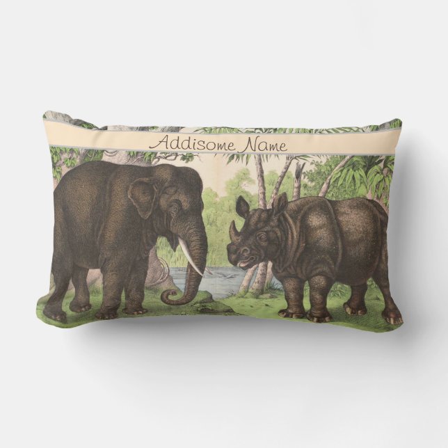 Coussin Rectangle Eléphant antique dans la jungle Imprimer (Recto)