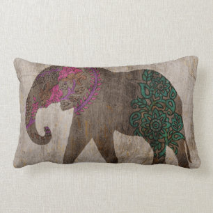 Coussin Rectangle Eléphant asiatique tribal zen