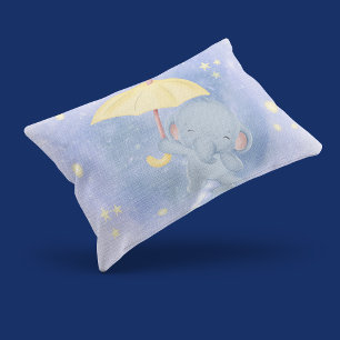 Coussin Rectangle Éléphant Avec Parapluie Jaune