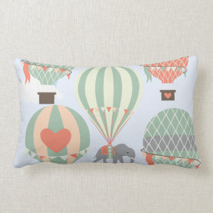 Coussin Rectangle Éléphant mignon montant l'augmentation chaude de