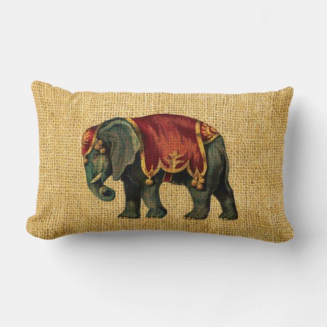 Coussin Rectangle Éléphant vintage et ours de cirque (Recto)