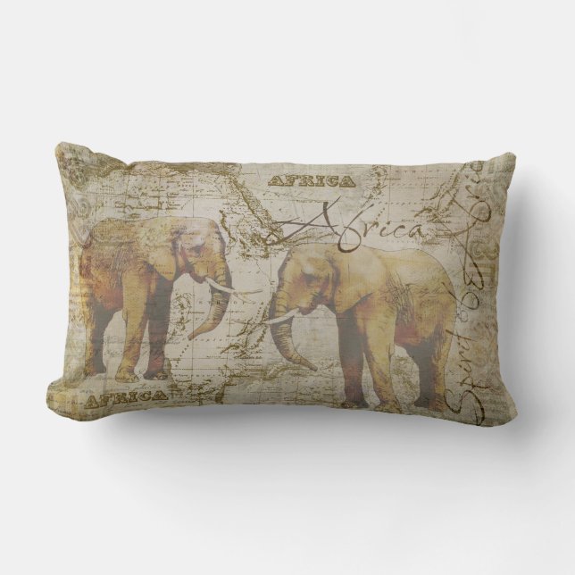 Coussin Rectangle Éléphants africains (Recto)