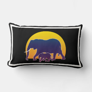 Coussin Rectangle Éléphants du coucher de soleil