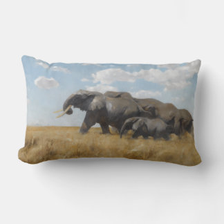 Coussin Rectangle Éléphants en migration (par Wilhelm Kuhnert)