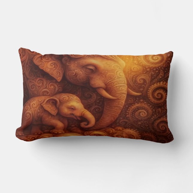 Coussin Rectangle Éléphants Majestueux (Recto)