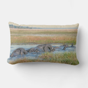 COUSSIN RECTANGLE "ELEPHANTS TRAVERSANT LA RIVIÈRE" LUMBAR LAIT LE C