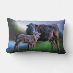 Coussin Rectangle Élevage de veaux de vache Black Angus Art de pâtur