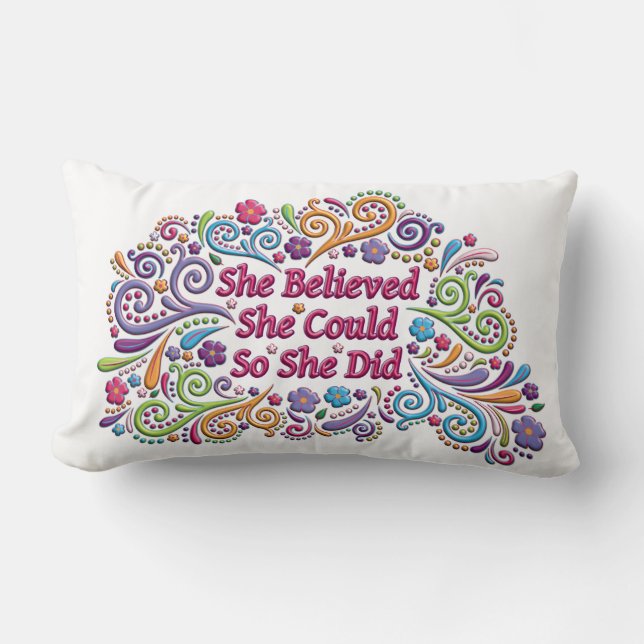 Coussin Rectangle Elle a cru qu'elle pourrait ainsi elle s'est (Recto)