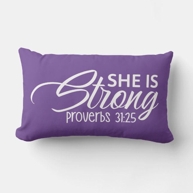 Coussin Rectangle Elle est forte Proverbes 31:25 (Recto)