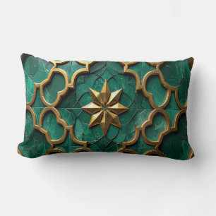 Coussin Rectangle Emerald Green Moorish Geometric Art Pillow