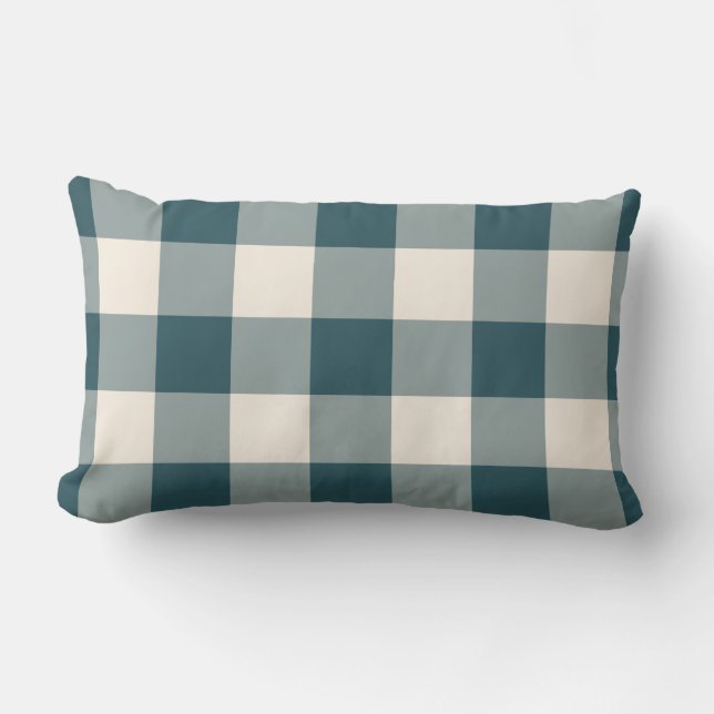 Coussin Rectangle Emerald Green Off-White En vichy Motif À damiers (Recto)