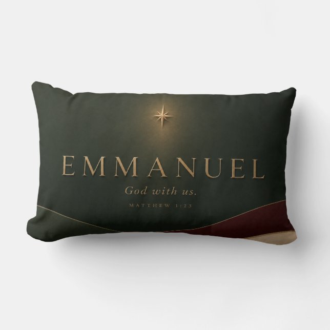 Coussin Rectangle EMMANUEL | Matthieu 1:23 Chrétien  (Recto)