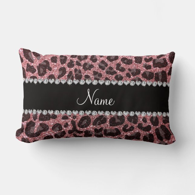Coussin Rectangle Empreinte de léopard d'parties scintillant rose cl (Recto)