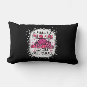 Coussin Rectangle En octobre, nous portons le volleyball rose Cancer