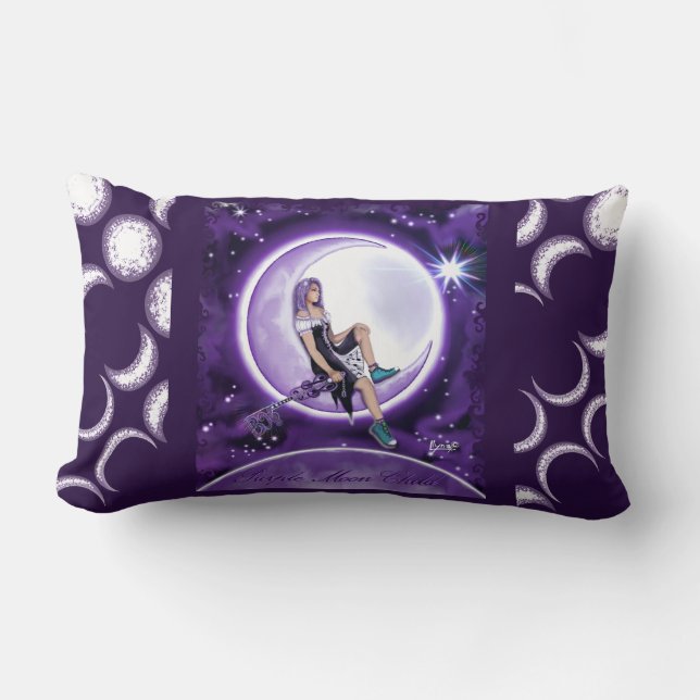 Coussin Rectangle Enfant de la lune violette (Recto)