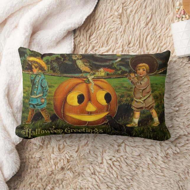 Coussin Rectangle Enfants cueillette de citrouilles Jack-o-Lantern p (Couverture)
