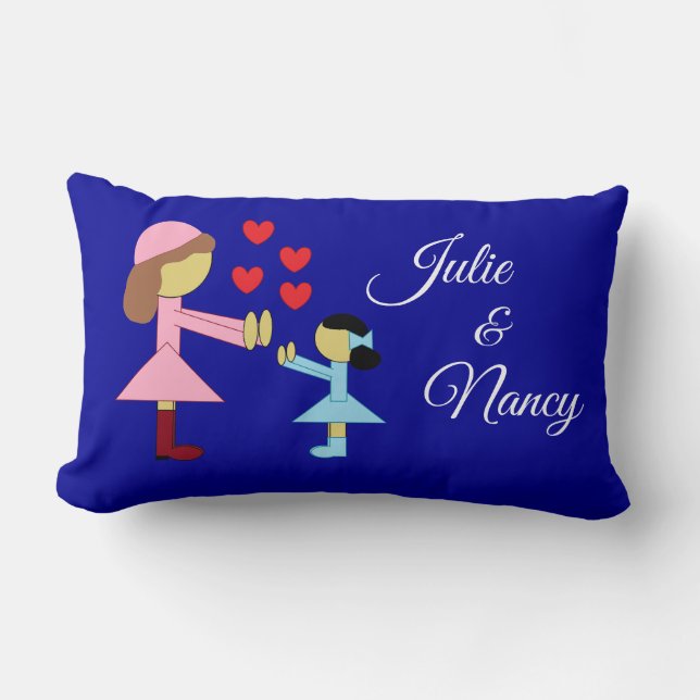 Coussin Rectangle Enfants et Amour : bleu foncé (Recto)