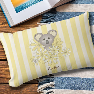 Coussin Rectangle Enfants Personnalisé Yellow Stripe Baby Koala Ours