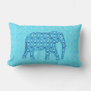 Coussin Rectangle Ephène de fleur de Lotus - turquoise