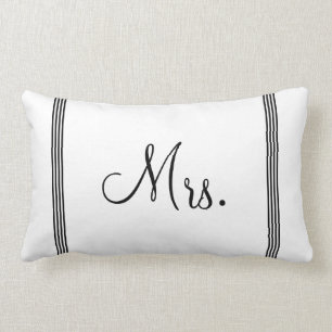 Coussin Rectangle Épousant Mme blanche et noire de
