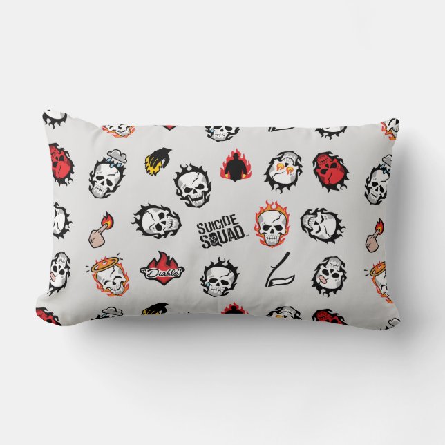 Coussin Rectangle Équipe de suicide | Motif Diablo Emoji (Recto)