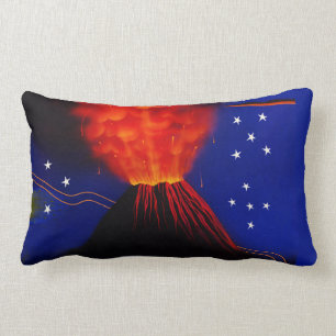 Coussin Rectangle Éruption du volcan et des étoiles